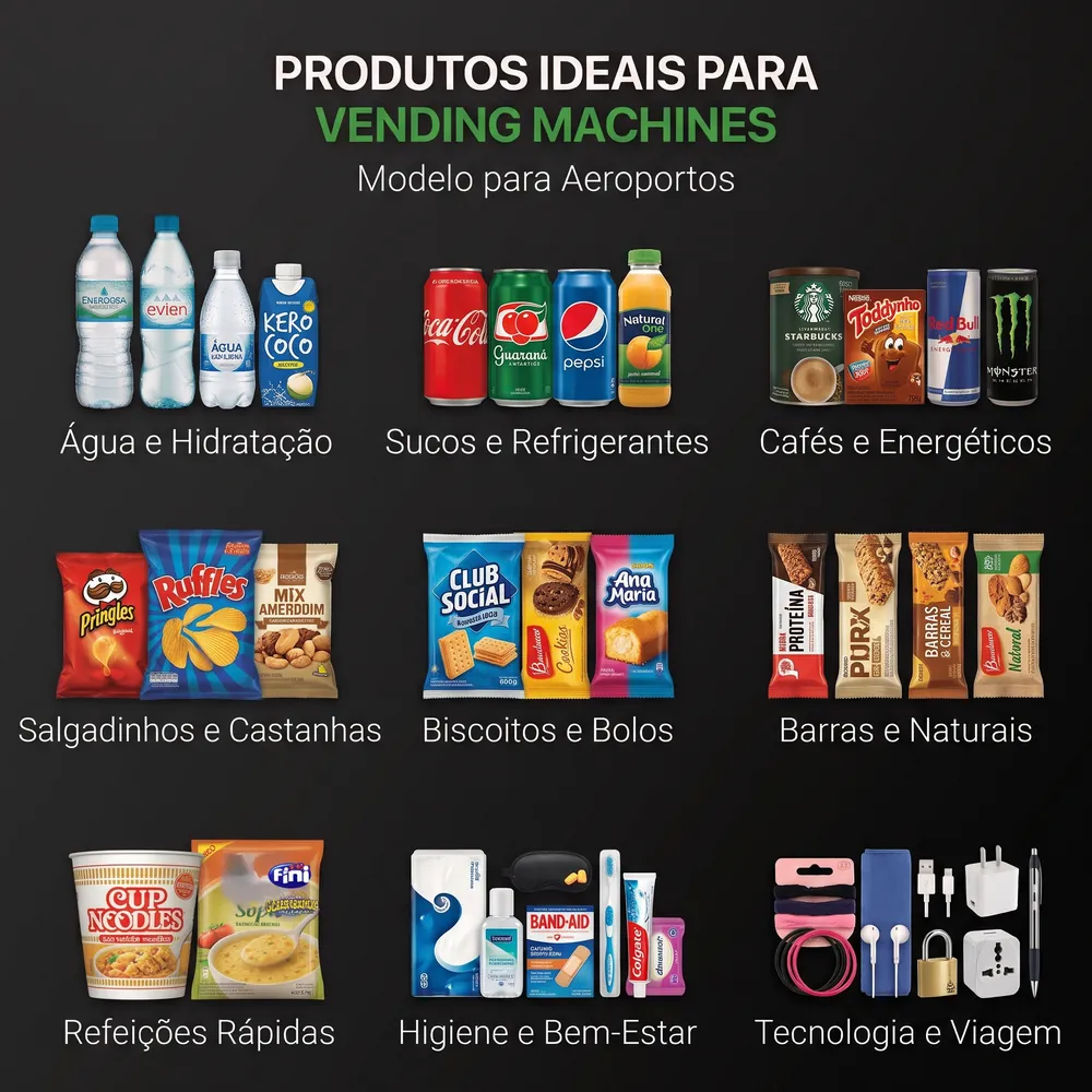 Ilustração de vending machine em aeroporto